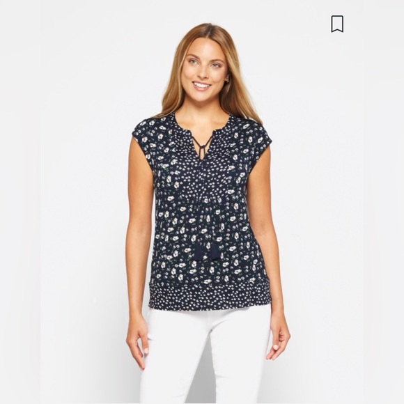 Les Serein Jasmine Split Neck Top S NWT - Picture 2 of 5